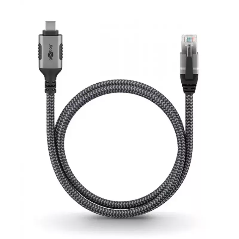 Goobay Adapter USB C auf RJ-45 10m Schwarz Silber
