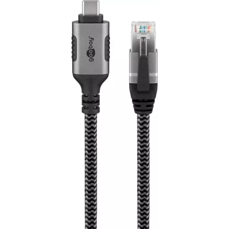 Goobay Adapter USB C auf RJ-45 10m Schwarz Silber