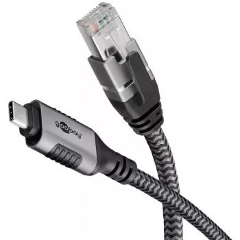 Goobay Adapter USB C auf RJ-45 10m Schwarz Silber