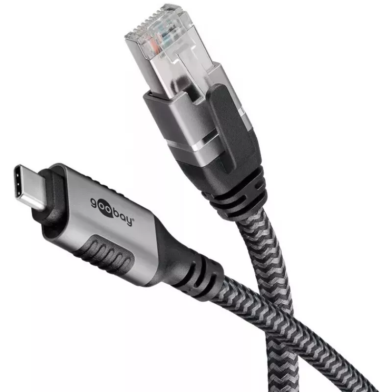 Goobay Adapter USB C auf RJ-45 10m Schwarz Silber