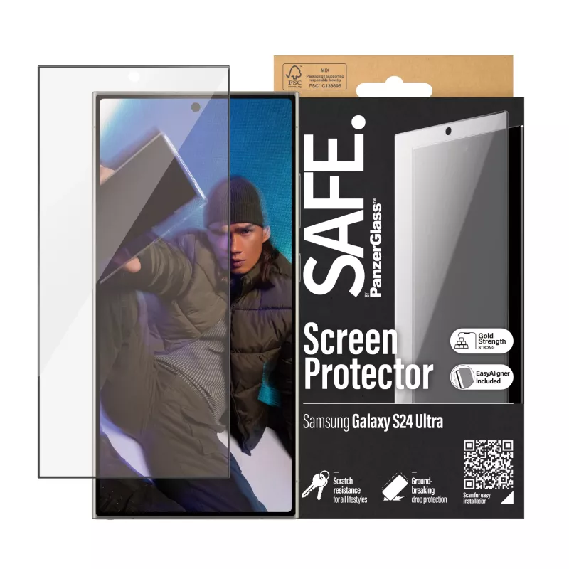 PanzerGlass SAFE. by ® Displayschutz Samsung Galaxy S24 Ultra | Ultra-Wide Fit mit EasyAligner