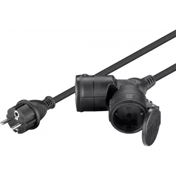 Goobay 65434 Stromverlängerung 5 m 2 AC-Steckdosen Outdoor Schwarz