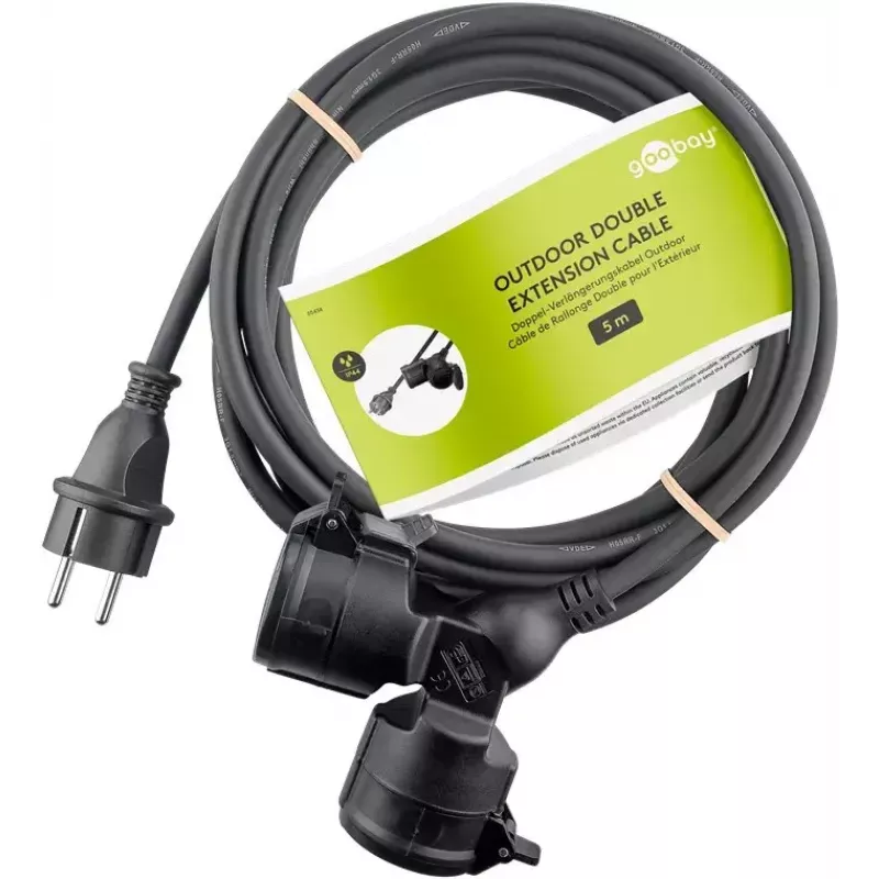 Goobay 65434 Stromverlängerung 5 m 2 AC-Steckdosen Outdoor Schwarz