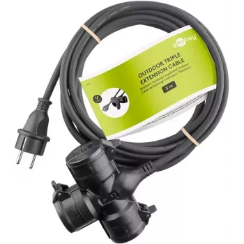 Stromverlängerungskabel Goobay 65437 5m 3 AC-Steckdosen Outdoor Schwarz