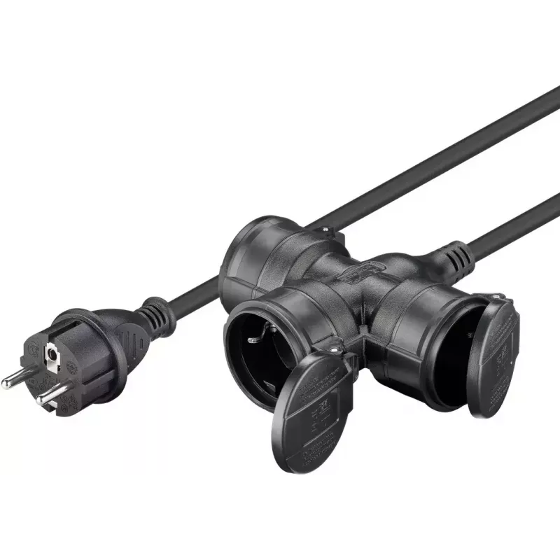 Stromverlängerungskabel Goobay 65437 5m 3 AC-Steckdosen Outdoor Schwarz