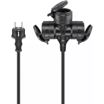 Stromverlängerungskabel Goobay 65437 5m 3 AC-Steckdosen Outdoor Schwarz