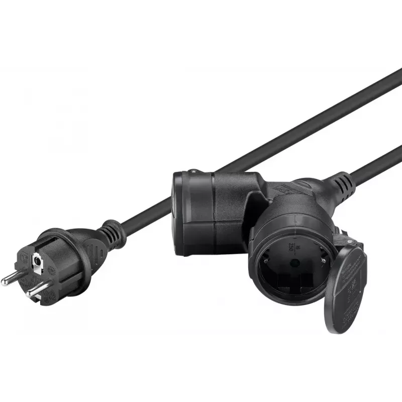 Verlängerungskabel Goobay 65436 25m 2 AC-Steckdosen Outdoor Schwarz