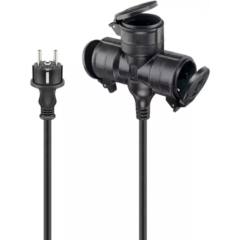 Stromverlängerung Goobay 65438 10m 3 AC-Steckdosen Outdoor Schwarz