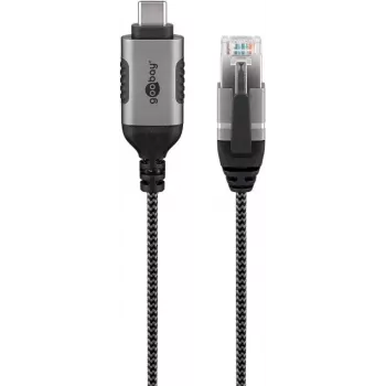 Kabeladapter Goobay 74403 USB 3.1 Typ A RJ45 2 m Schwarz Silber