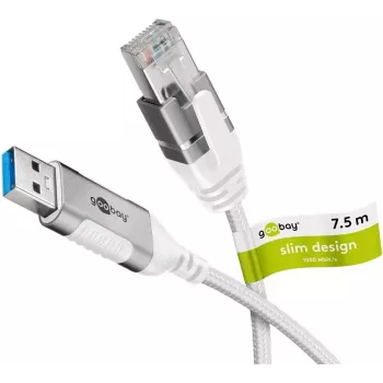 Goobay 74382 Kabeladapter USB 3.0 Typ A RJ45 Weiß 7,5 m