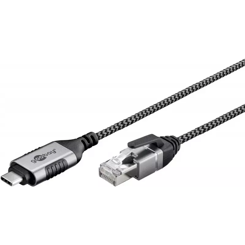 Goobay 74402 Kabeladapter USB 3.1 Typ A RJ45 1,5m Schwarz Silber