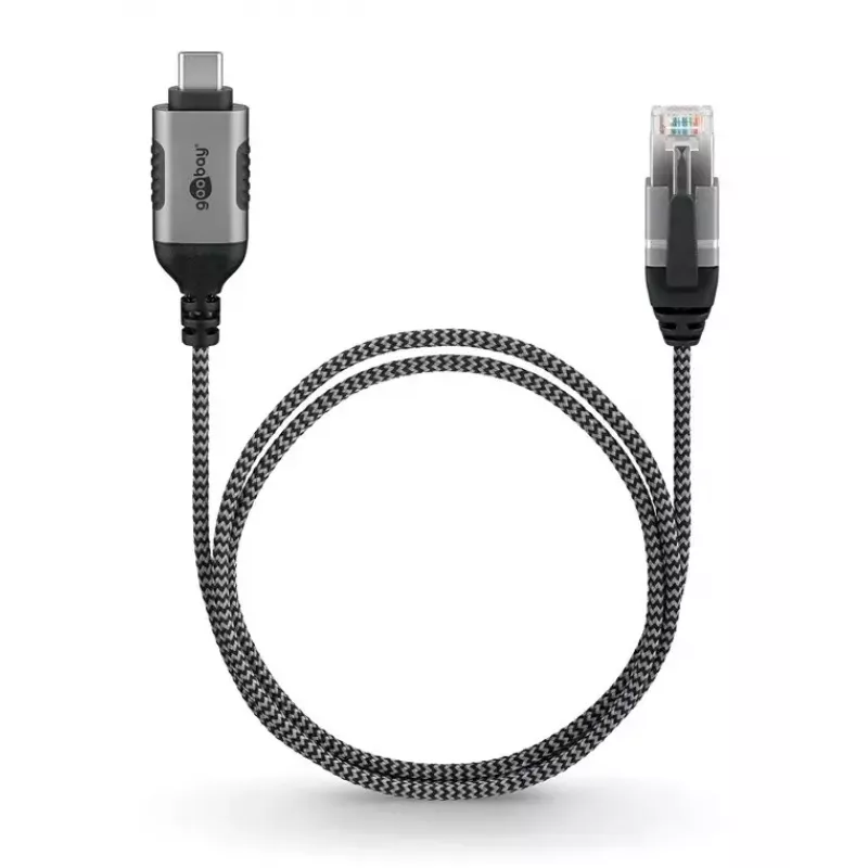 Goobay 74402 Kabeladapter USB 3.1 Typ A RJ45 1,5m Schwarz Silber