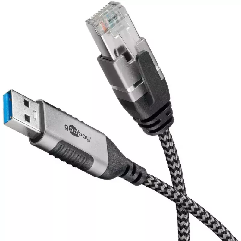 Goobay 74394 USB 3.0 Typ A auf RJ45 Kabel 1,5 m Schwarz Silber