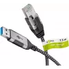 Goobay 74398 Kabel-Adapter USB 3.0 Typ A auf RJ45 7,5 m Schwarz Silber