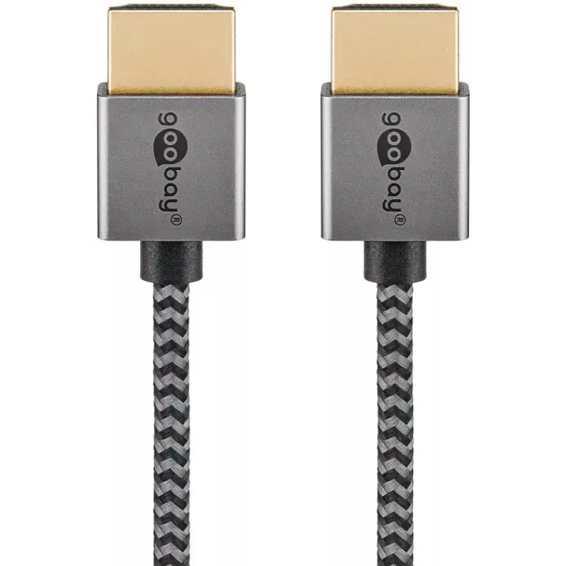 Goobay HDMI-Kabel 1m Typ A Stecker auf Stecker 18 Gbit/s Grau