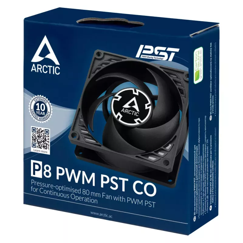 ARCTIC P8 PWM PST CO - Druckoptimierter 80-mm-Lüfter mit PWM PST für Dauerbetrieb