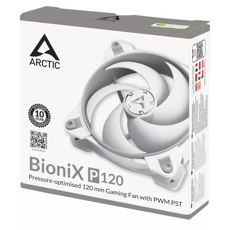 ARCTIC BioniX P120 (Grau/Weiß) – Druckoptimierter 120 mm Gaming-Lüfter mit PWM PST