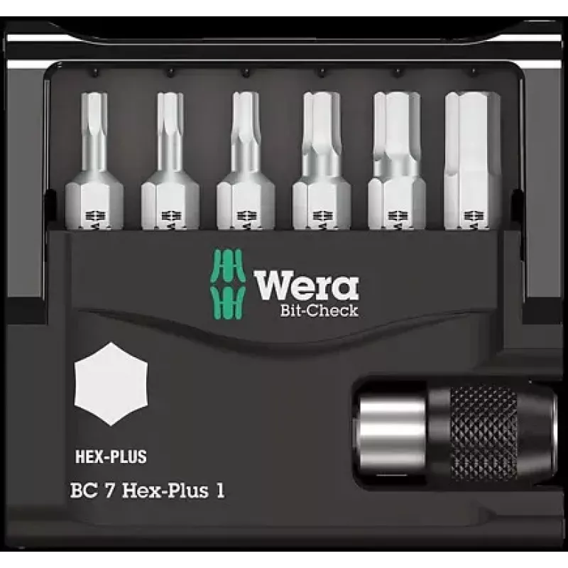 Wera Bit-Check 7 Hex-Plus 1 Schraubendreher-Bit-Set, 7 Stück, H2-H6