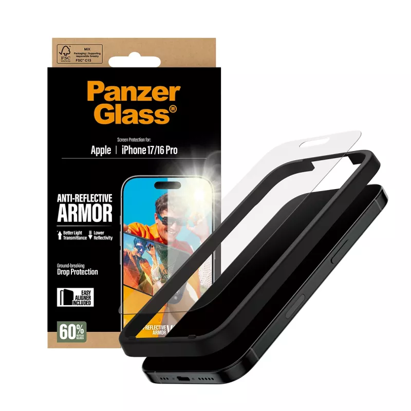 PanzerGlass Anti-Reflective Armor Displayschutzfolie iPhone 17 iPhone 16 Pro kratzfest stoßfest