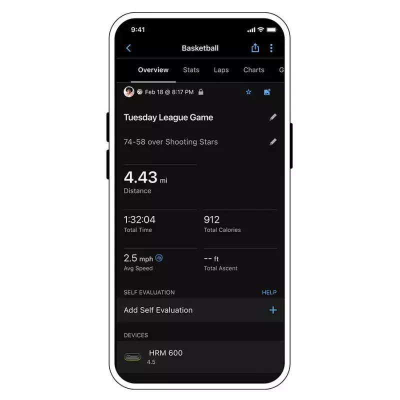 Herzfrequenzmesser GARMIN HRM 600 Brustgurt Bluetooth ANT+ verstellbar 56–72 cm, schwarz