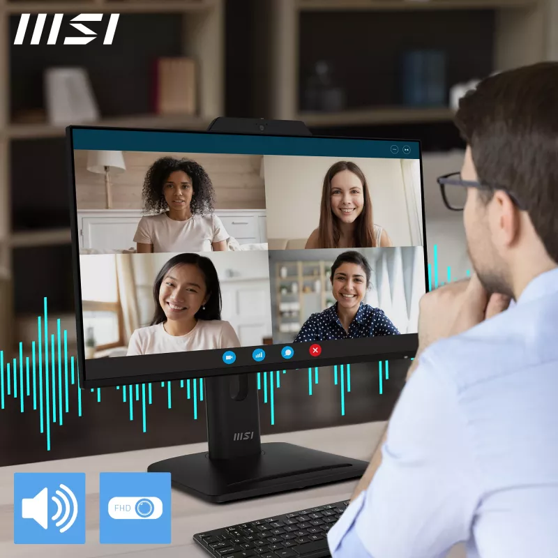Monitor MSI Pro MP242PMGDE 23,8 Zoll (60,5 cm) Full HD IPS 1920×1080, 4 ms, 300 cd/m², USB-Hub, VESA, Lautsprecher, schwarz