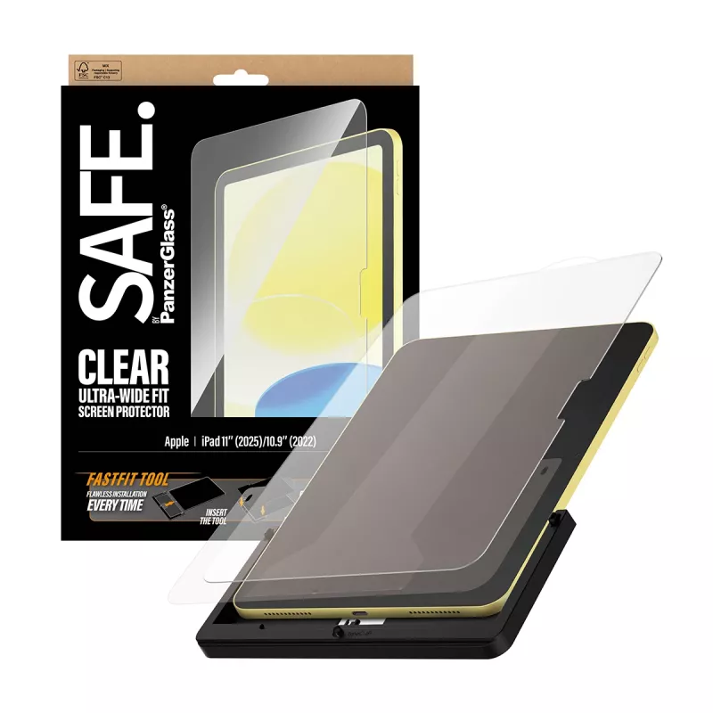 PanzerGlass SAFE. by ® Displayschutzfolie iPad 11 Zoll (2025-2026) | 10,9 Zoll (2022) | Ultra-Wide Fit mit Fastfit-Tool