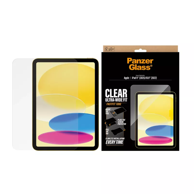 PanzerGlass ® Displayschutzfolie iPad 11 Zoll (2025-2026) | 10.9 Zoll (2022) | Ultra-Wide Fit mit Fastfit-Werkzeug
