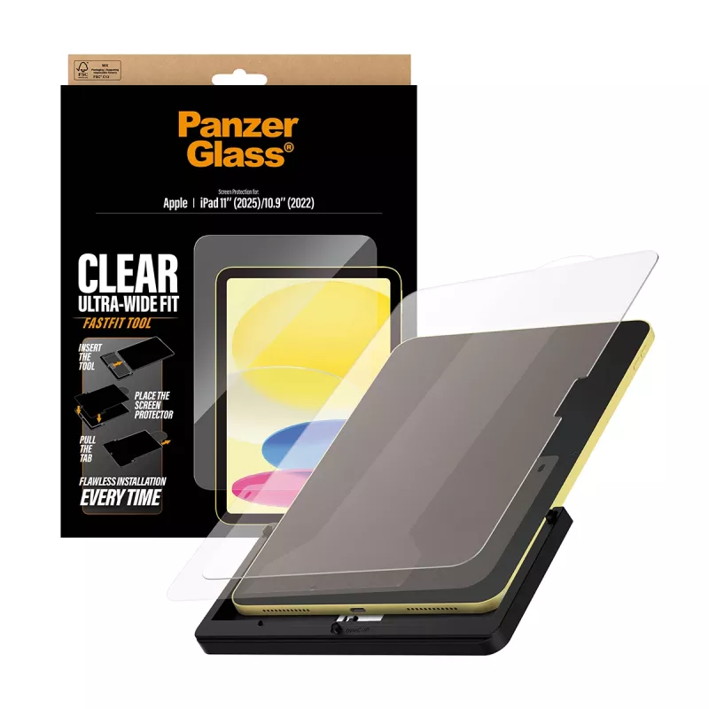 PanzerGlass ® Displayschutzfolie iPad 11 Zoll (2025-2026) | 10.9 Zoll (2022) | Ultra-Wide Fit mit Fastfit-Werkzeug