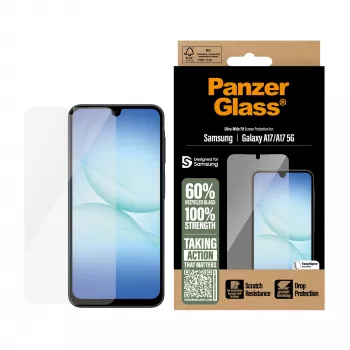 PanzerGlass Displayschutzfolie für Samsung Galaxy A17 / A17 5G — Ultra-Wide Fit, PET+Silikon, kratz- und stoßfest
