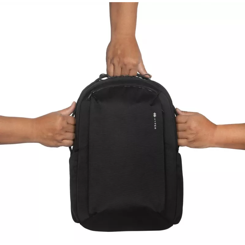 Rucksack HYPER HyperPack HP21PBKGL für Laptops bis 40,6 cm (16 Zoll) – schwarz, PET/Polyester