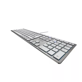 CHERRY KC 6000 schlank Tastatur Universal USB AZERTY Belgisch Silber, Weiß