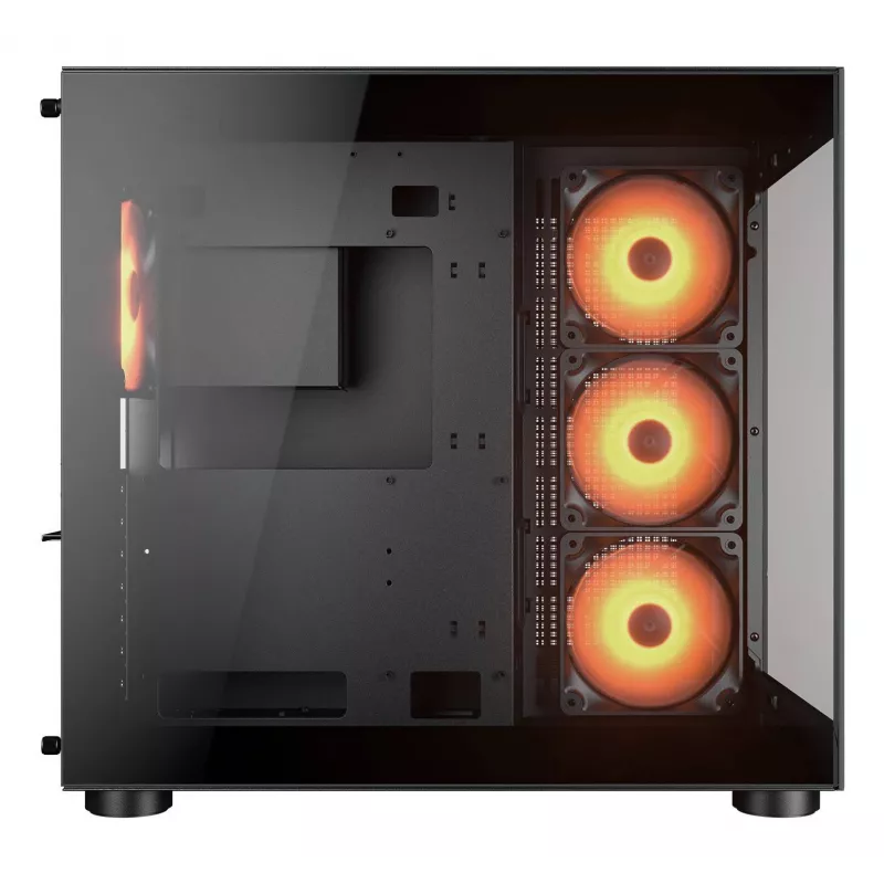 COUGAR PC Midi-Tower Gehäuse FV150 ARGB — Schwarz, ATX/MicroATX/Mini-ITX, 3x120 mm vorne + 1x120 mm hinten, 2x3,5 Zoll & 2x2,5 Zoll Schächte