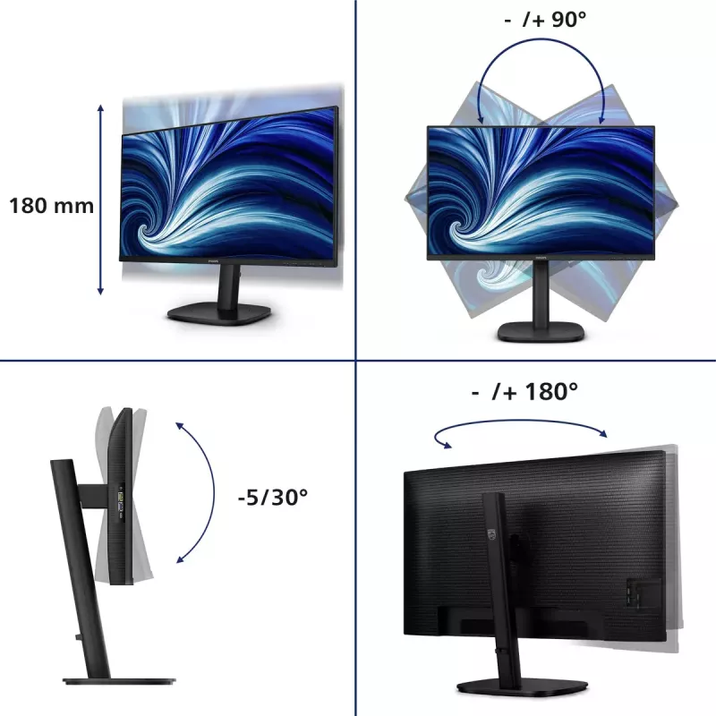 Philips 3000 series 24B2U3301D/00 Computer Monitor 61,2 cm (24,1 Zoll) 1920 x 1200 Pixel WUXGA LCD Schwarz