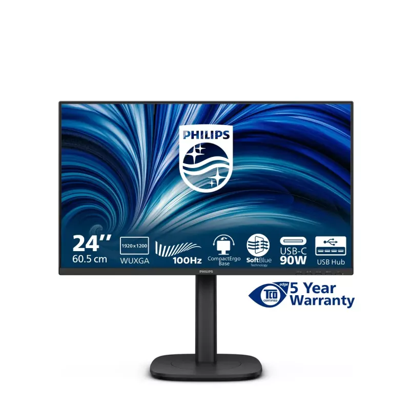 Philips 3000 series 24B2U3301D/00 Computer Monitor 61,2 cm (24,1 Zoll) 1920 x 1200 Pixel WUXGA LCD Schwarz
