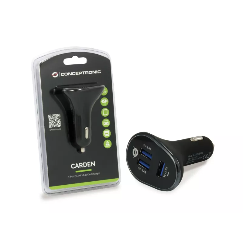 Conceptronic CARDEN06B Mobiles Ladegerät Universal Schwarz Zigarettenanzünder Auto
