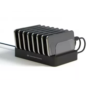 Conceptronic OZUL 8-Port 75W USB PD Ladestation, Innenbereich, AC, 12 V, Schwarz