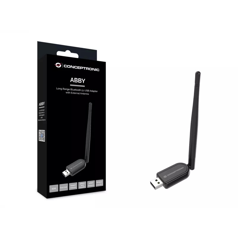 Conceptronic ABBY Long Range Bluetooth 5.1 USB-Adapter mit externer Antenne