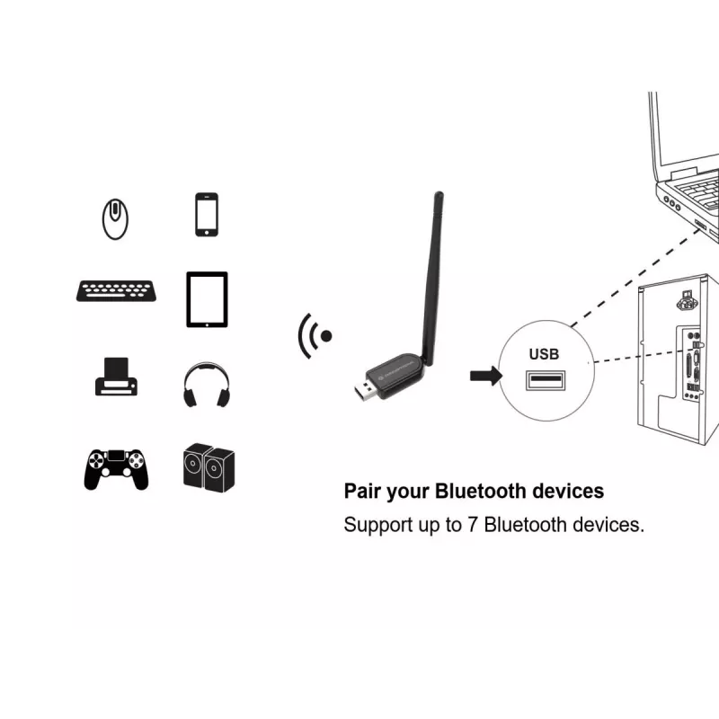 Conceptronic ABBY Long Range Bluetooth 5.1 USB-Adapter mit externer Antenne