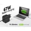 Conceptronic OZUL04BE 67W GaN USB PD Ladegerät, integriertes USB-C-Kabel