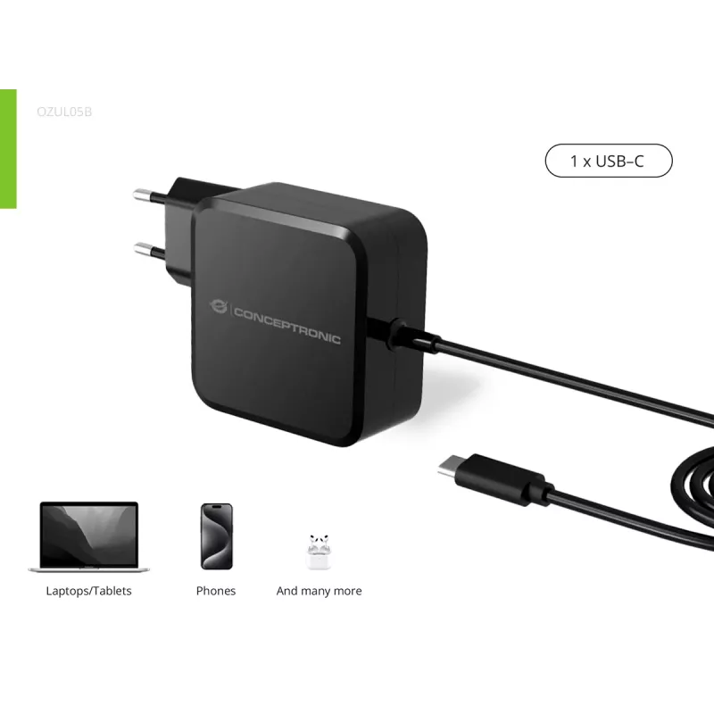 Conceptronic OZUL05BE mobiles Ladegerät Universal Schwarz AC Indoor