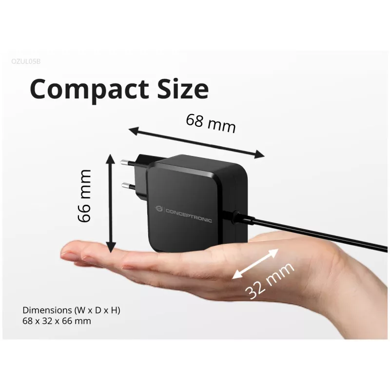 Conceptronic OZUL05BE mobiles Ladegerät Universal Schwarz AC Indoor