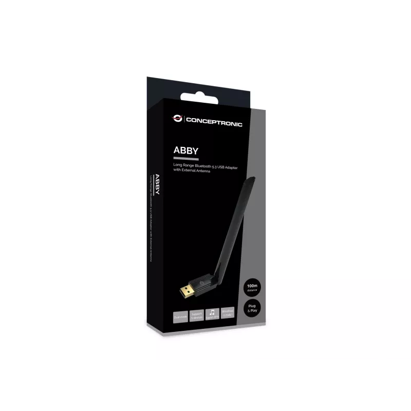Conceptronic ABBY17B Long Range Bluetooth 5.3 USB Adapter, externe Antenne