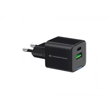 Conceptronic 2-Port 20W GaN USB PD Ladegerät, USB-C x 1, USB-A x 1, QC 3.0, PPS