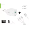 Conceptronic 2-Port 33W GaN USB PD Ladegerät mit 3-in-1 Ladekabel, USB-C x 1, USB-A x 1, QC 3.0, PPS