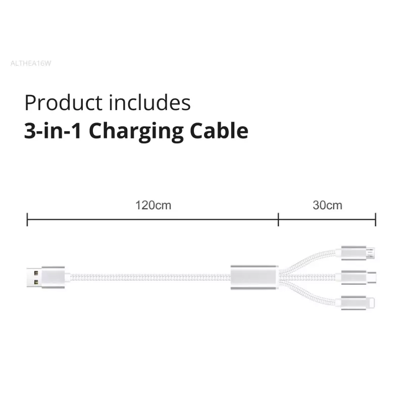 Conceptronic 2-Port 33W GaN USB PD Ladegerät mit 3-in-1 Ladekabel, USB-C x 1, USB-A x 1, QC 3.0, PPS