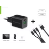 Conceptronic 2-Port 33W GaN USB PD Ladegerät mit 3-in-1 Ladekabel, USB-C x 1, USB-A x 1, QC 3.0, PPS