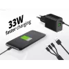 Conceptronic 2-Port 33W GaN USB PD Ladegerät mit 3-in-1 Ladekabel, USB-C x 1, USB-A x 1, QC 3.0, PPS