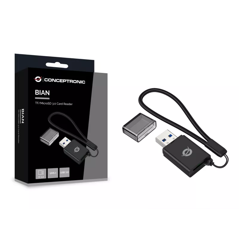 Conceptronic BIAN07B TF/MicroSD 3.0 Kartenleser, UHS-I, USB 3.0, 5Gbps