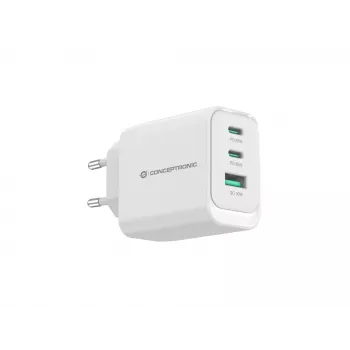Conceptronic ALTHEA21W65 3-Port 65W GaN USB PD Ladegerät, USB-C x 2, USB-A x 1, QC 3.0, PPS, PD 3.0