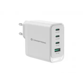 Conceptronic ALTHEA22W100 4-Port 100W GaN USB PD Ladegerät, USB-C x 3, USB-A x 1, QC 3.0, PPS, PD 3.0